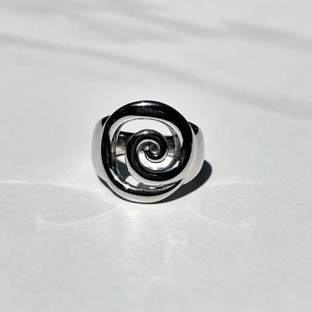 New! “Milos” Swirl Statement Silver Ring
